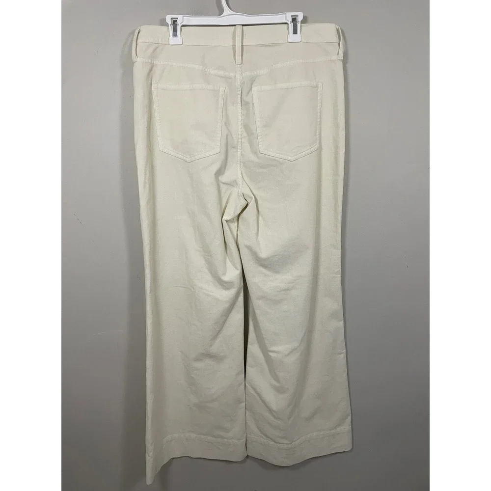 NWT J.Crew Wide Leg‎ Corduroy Trouser in Ivory Size 32 Classic Minimalist